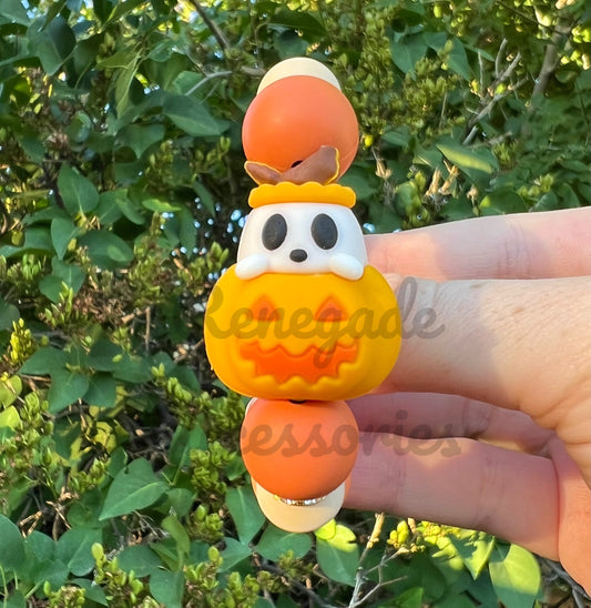 Silicone Charm - Ghost Pumpkin