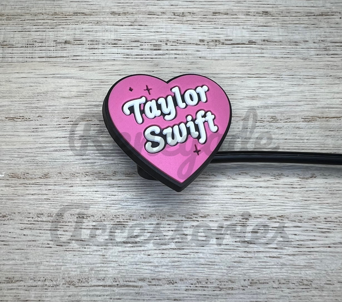 Straw Topper - Taylor Pink Heart
