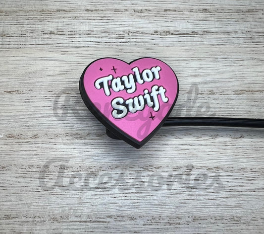 Straw Topper - Taylor Pink Heart