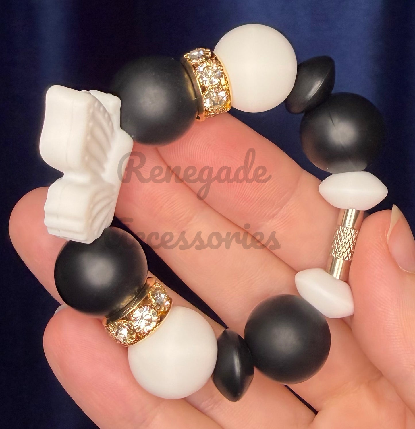 Silicone Charm - Royal Checkers White Butterfly