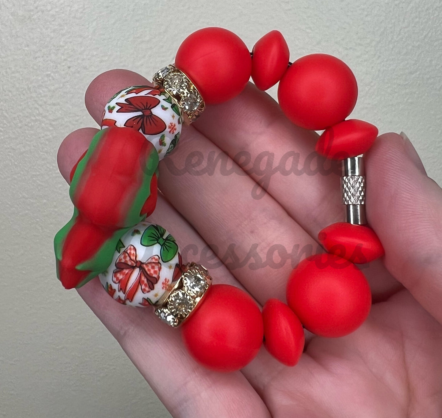 Silicone Charm - Christmas Heart Bow