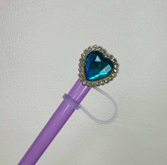 Straw Topper - Metal - Iridescent Heart