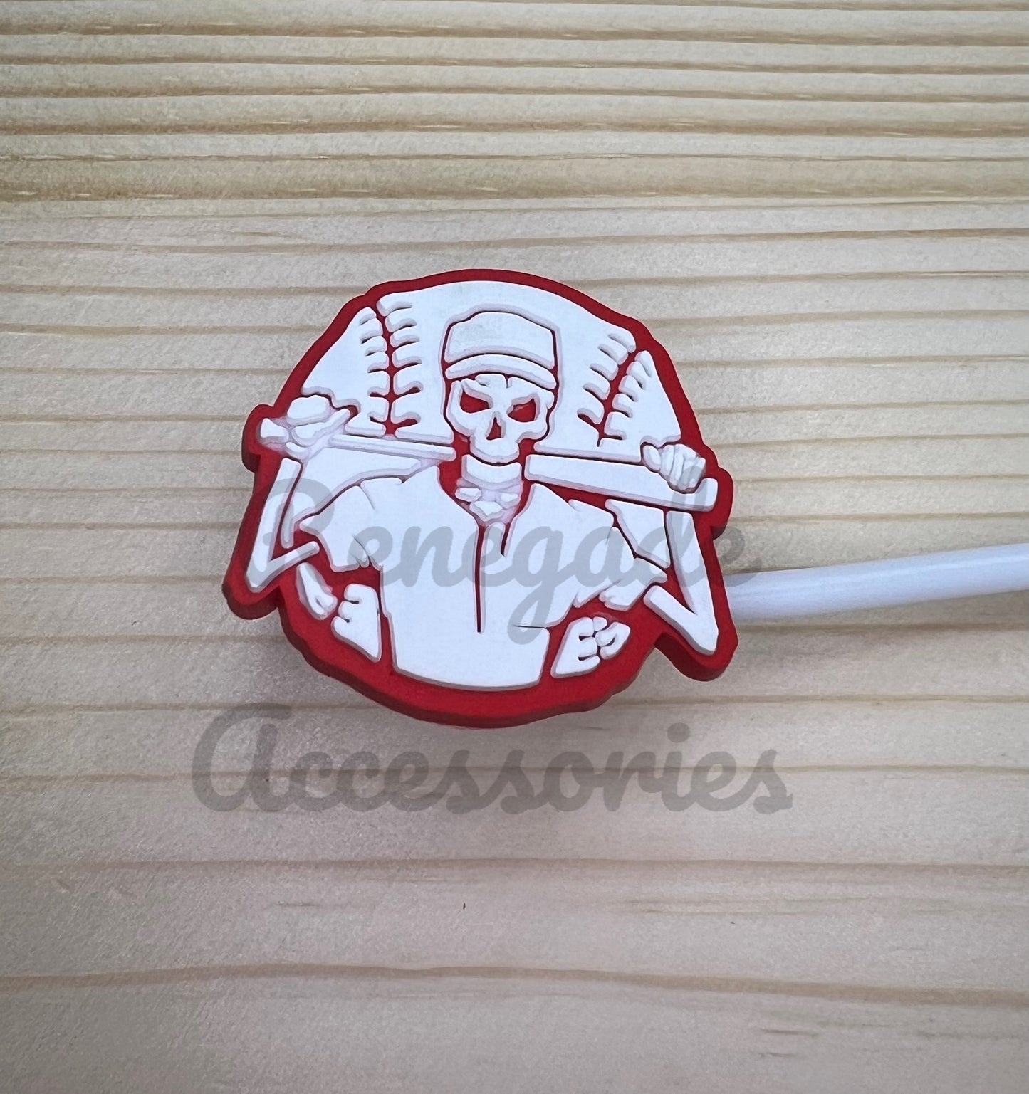 Straw Topper - Baseball Skeleton