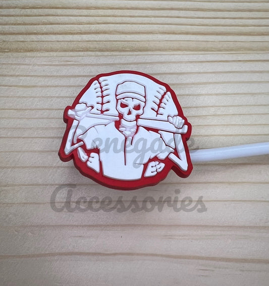 Straw Topper - Baseball Skeleton