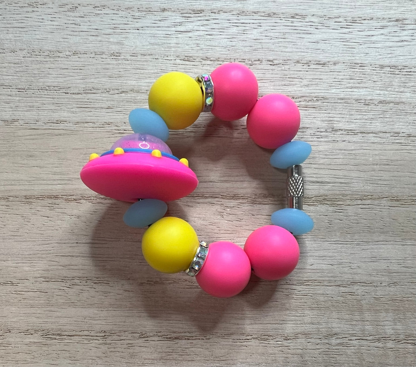 Silicone Charm - Pink Flying Saucer / UFO