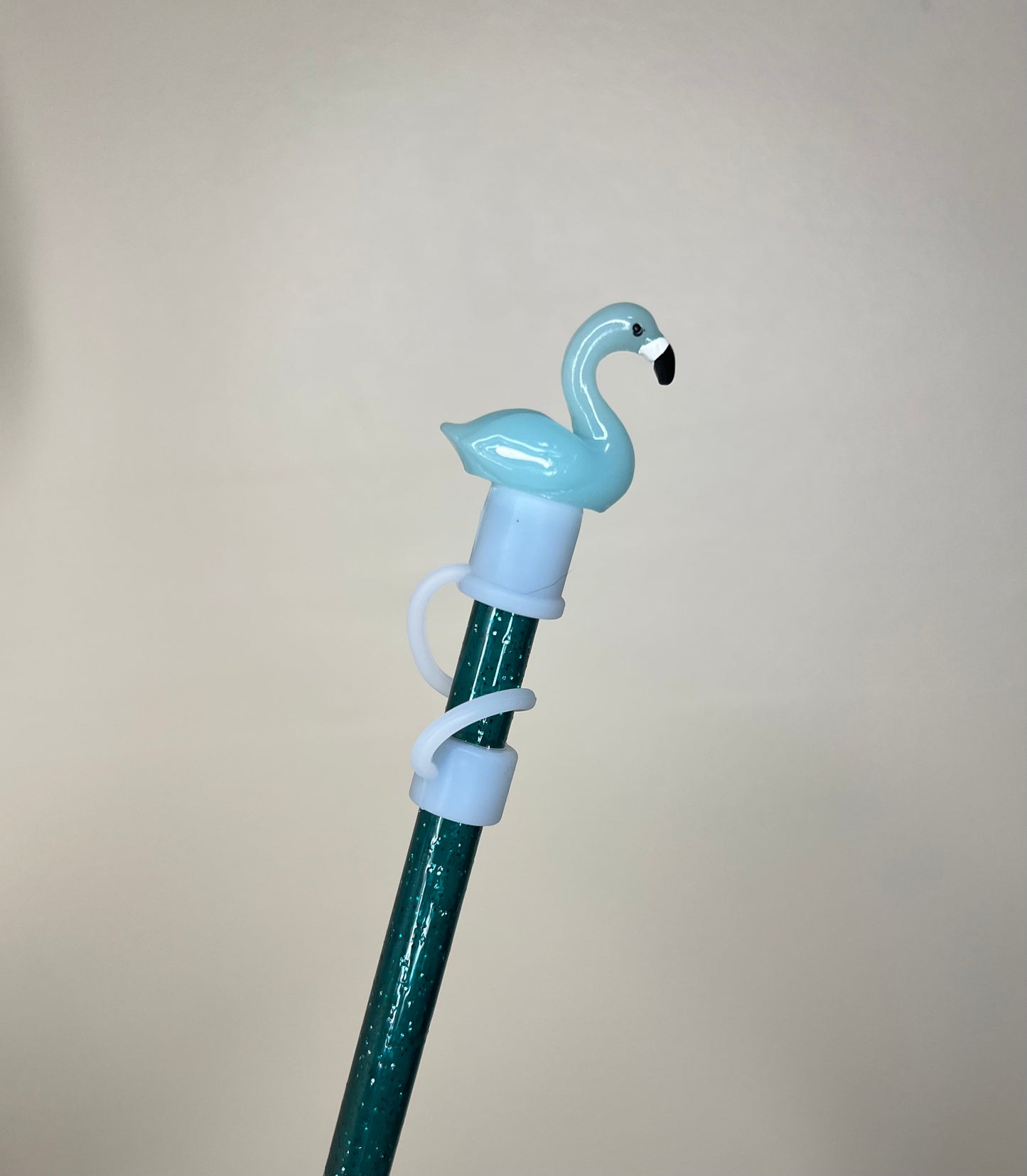 Straw Topper 3D - Blue Flamingo