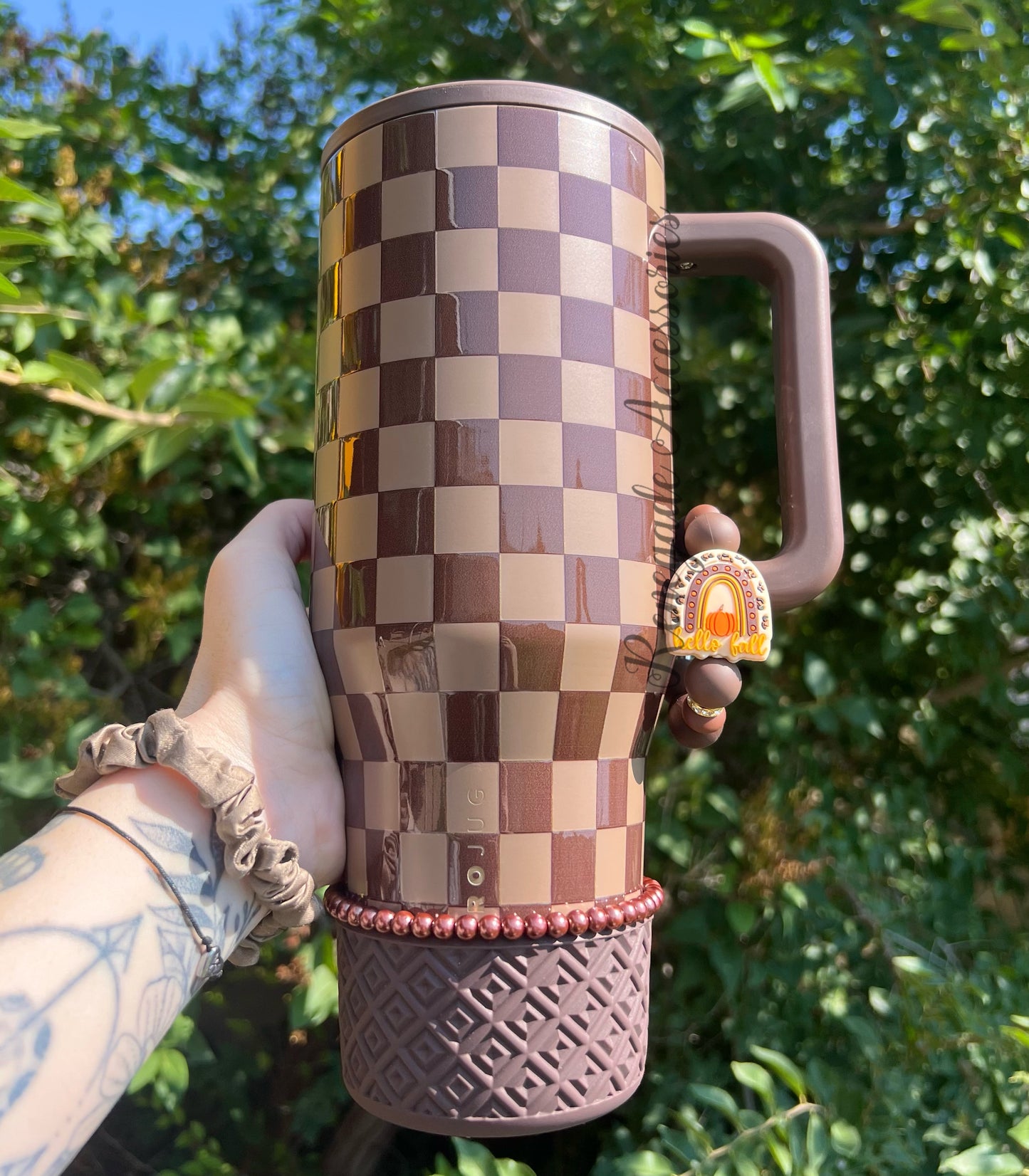 Silicone Charm - Hello Fall - Autumn Checkers/Caramel