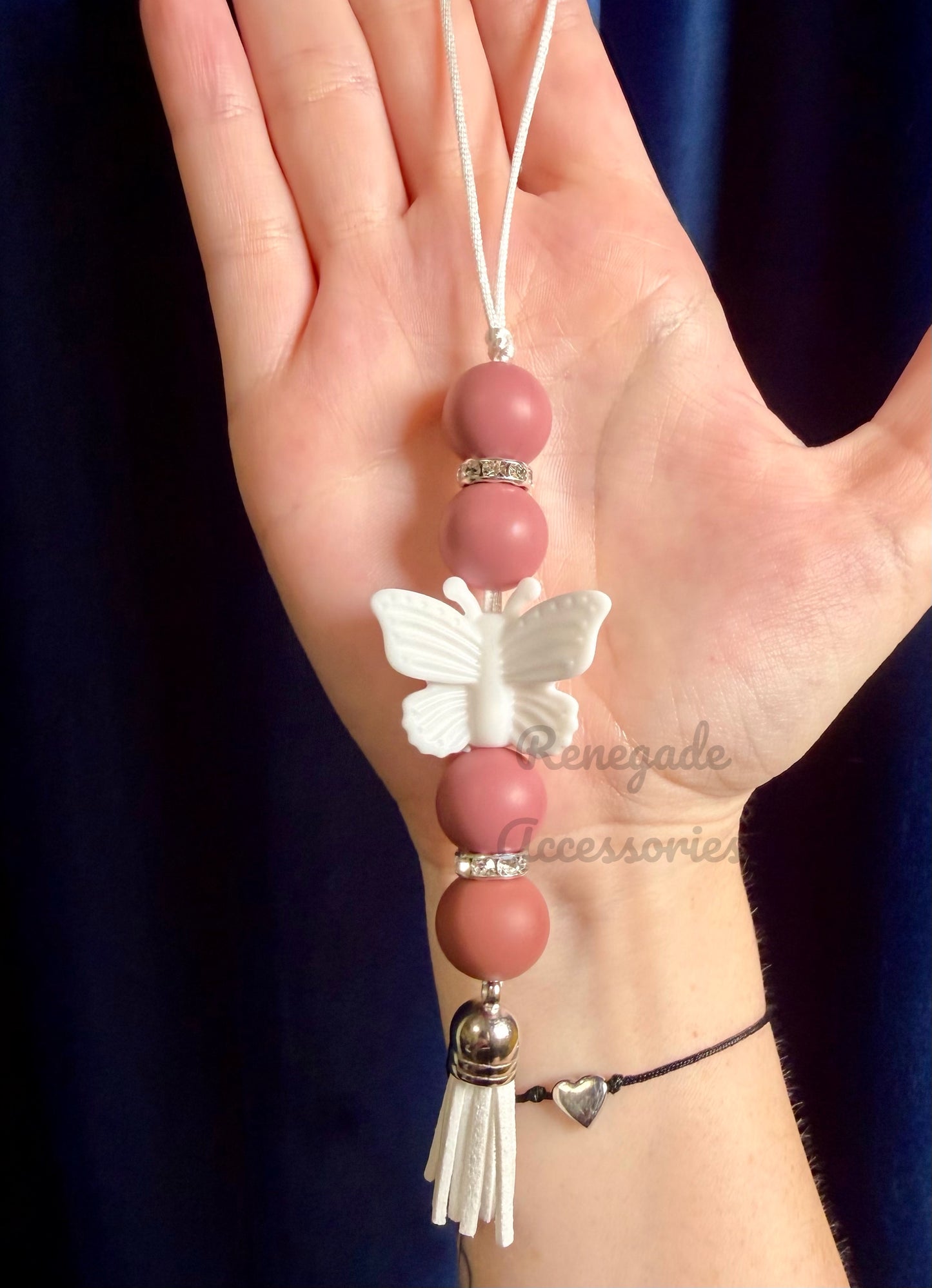 Silicone Charm - Enchanted Charms - White Butterfly - Mauve Meadows 🖤32 Oz Sport🖤