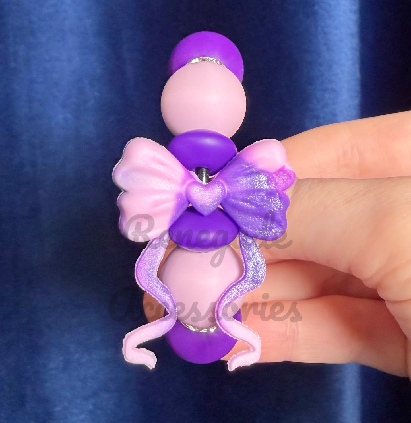 Silicone Charm - Purple Swirl Bow - Jane
