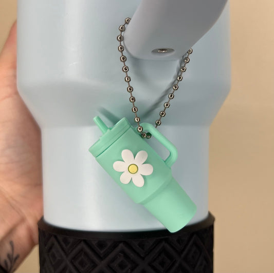 Tumbler Handle Charm - Teal Daisy