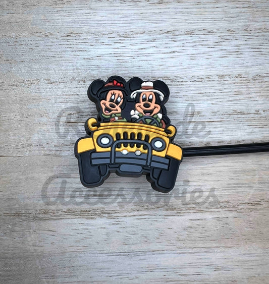 Straw Topper - Mouse Ears Couple Jeep