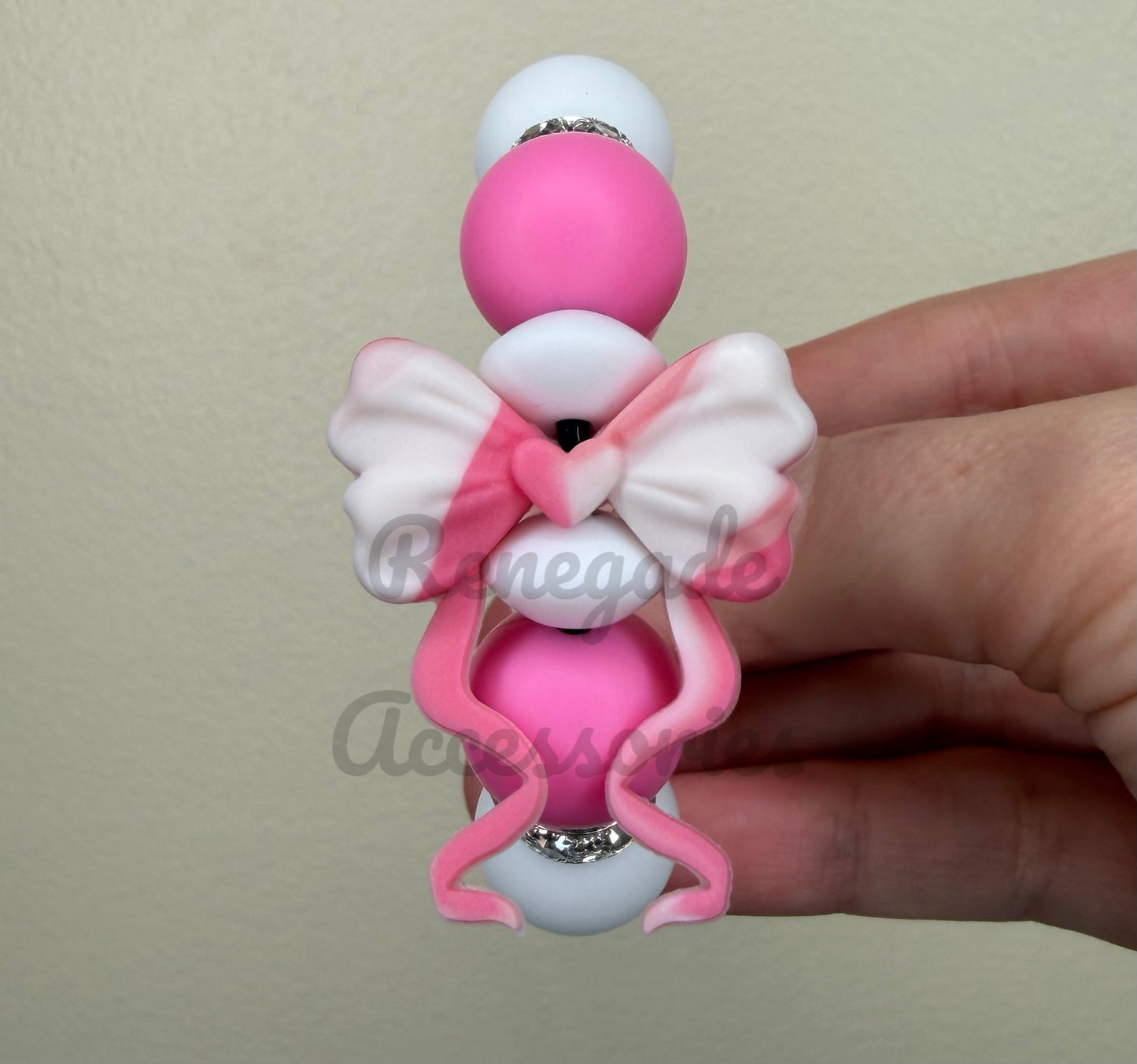 Silicone Charm - Pink Swirl Bow - Utah Mom