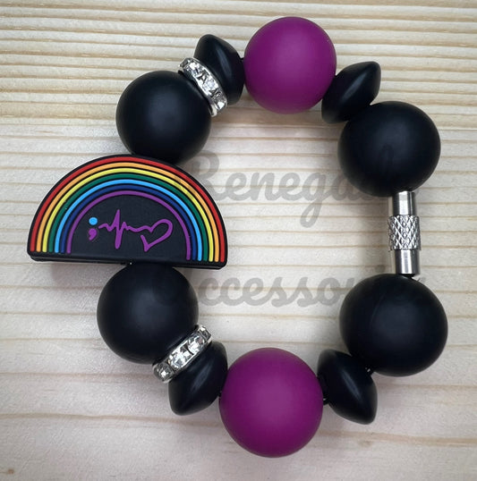 Silicone Charm - Semicolon Rainbow - Awareness