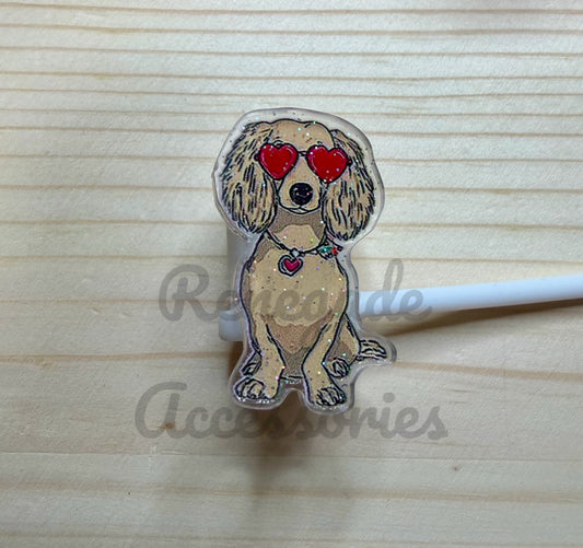 Straw Topper - Valentine Dog