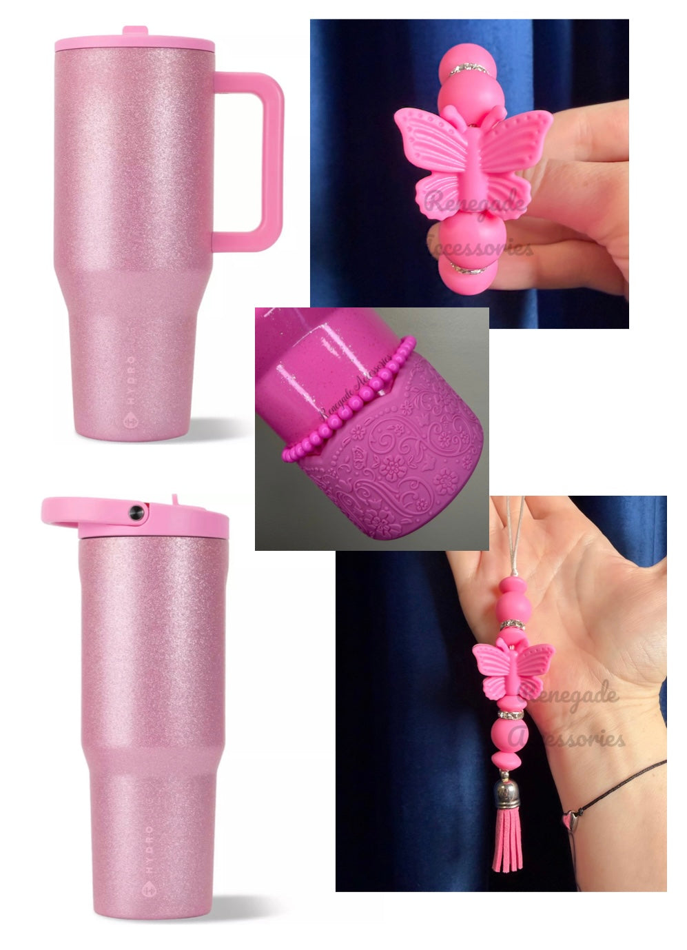 Silicone Charm - Enchanted Charms - Pink Butterfly - Pretty In Pink 🖤32 Oz Sport🖤