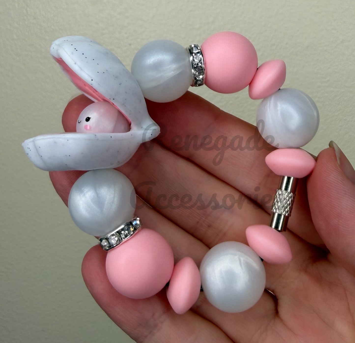 Silicone Charm - Clam Pearl