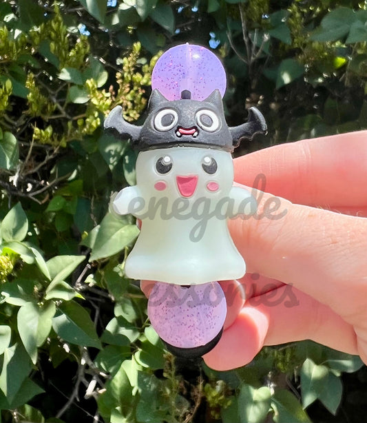 Silicone Charm - Glow In The Dark Ghost Bat