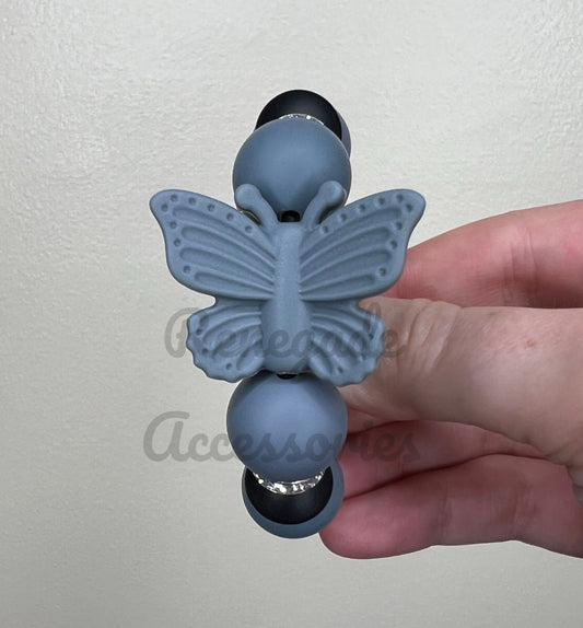 Silicone Charm - Grey Butterfly