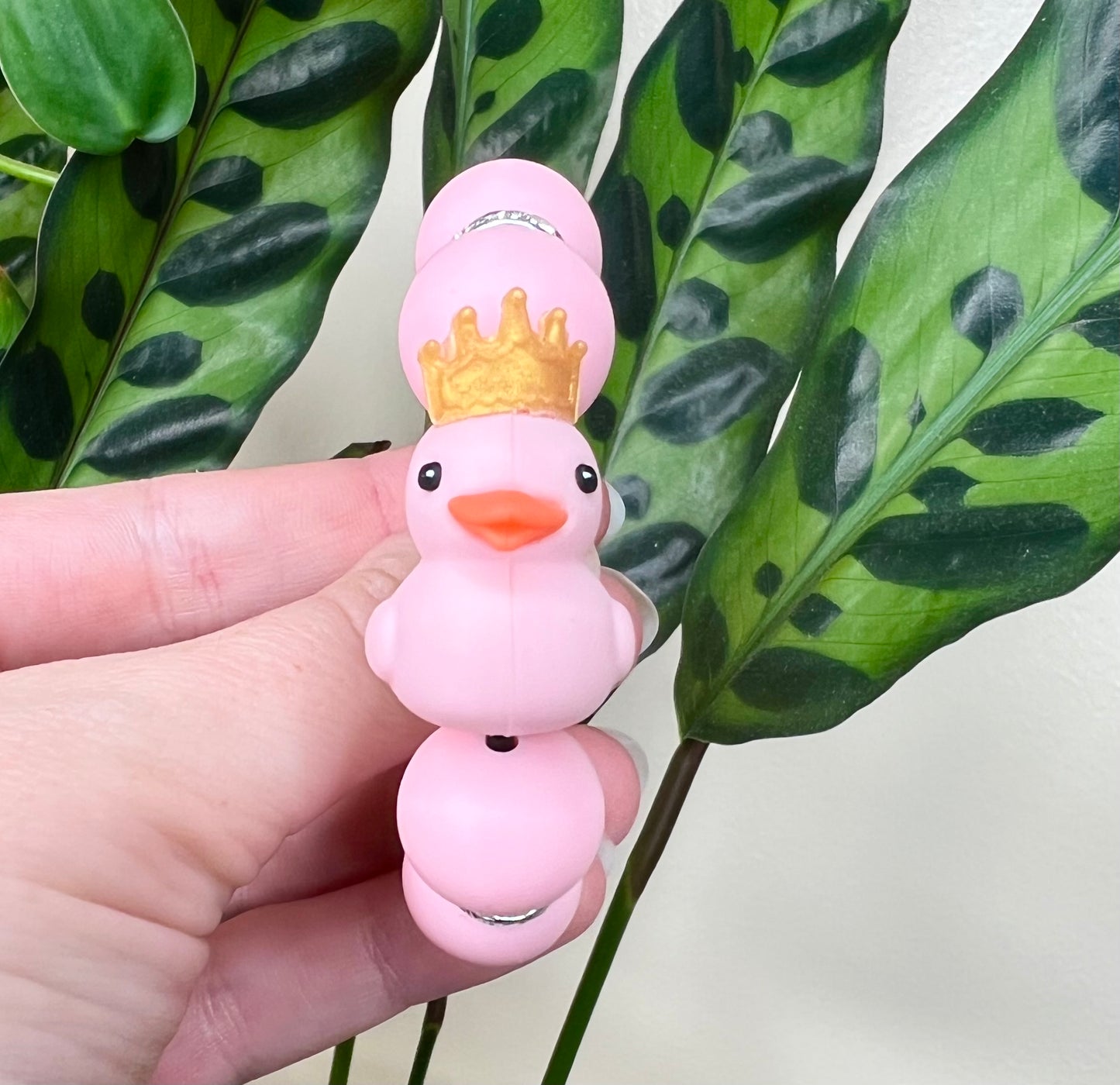 Silicone Charm - Pink Queen Duck