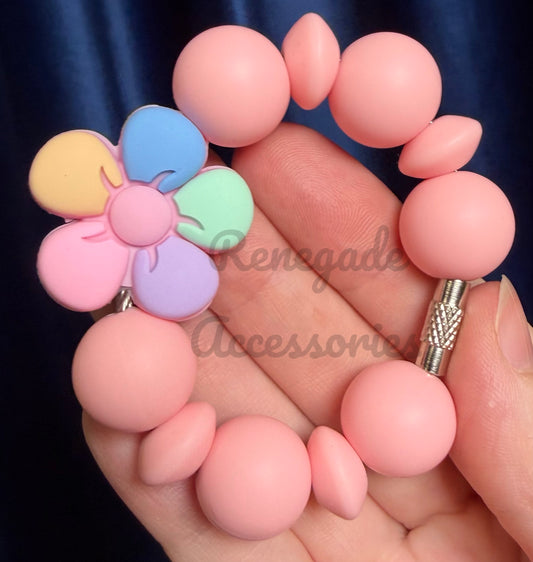 Silicone Charm - Multi Color Pink Daisy Flower (Colors Vary Slightly)
