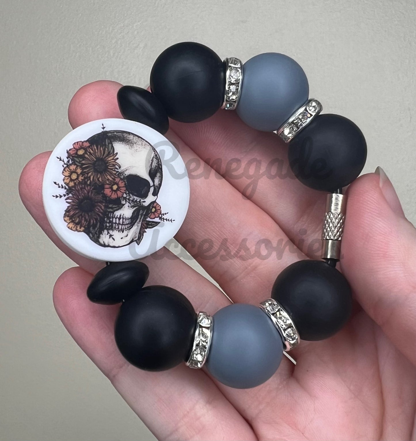 Silicone Charm - Floral Skull - Deadly Damask/Spellbound/Dead Serious