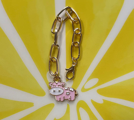 Metal Charm - Pink Cow