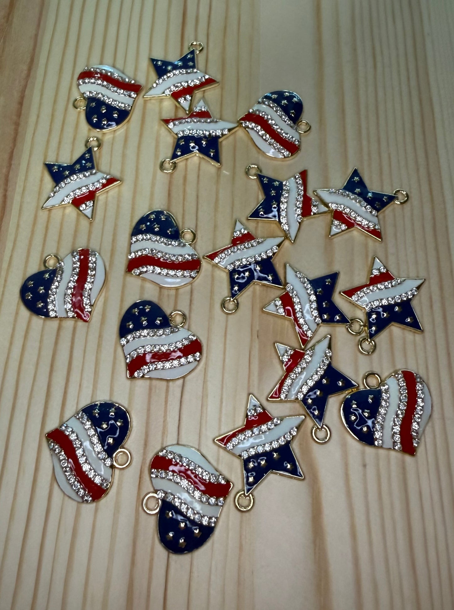 Rhinestone American Flag Metal Charms (All Pictured Included!)