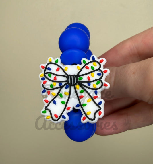 Silicone Charm - White Bow Lights
