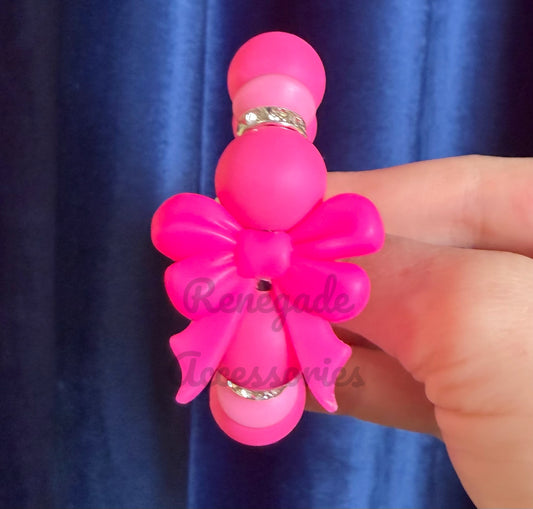 Silicone Charm - Hot Pink Bow