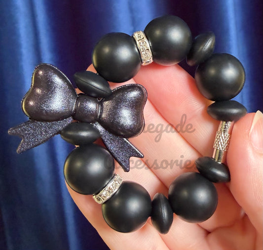 Silicone Charm - Purple Opal Bow