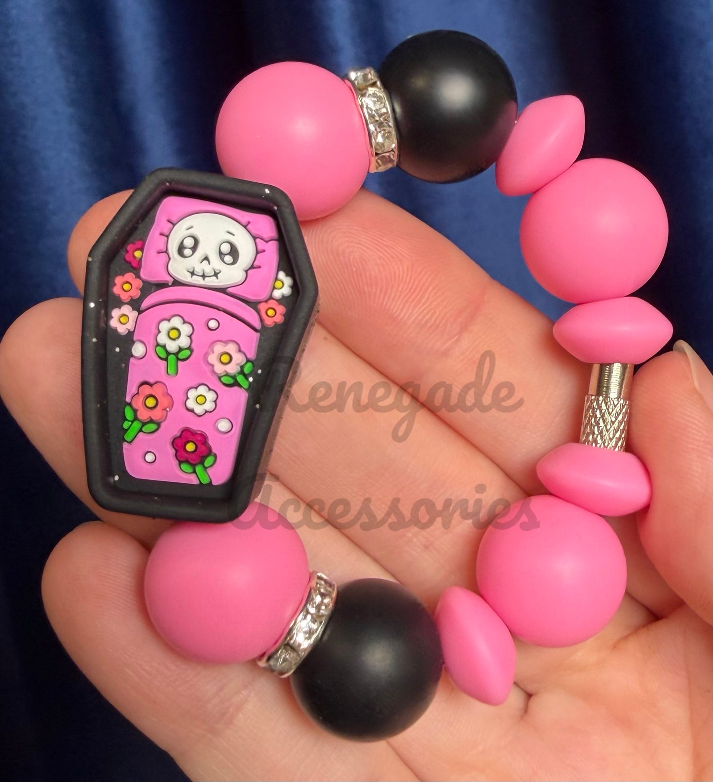 Silicone Charm - Sleeping In Skeleton Coffin - Double Sided!