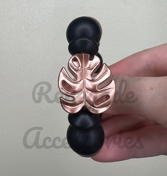 Silicone Charm - Rose Gold Monstera
