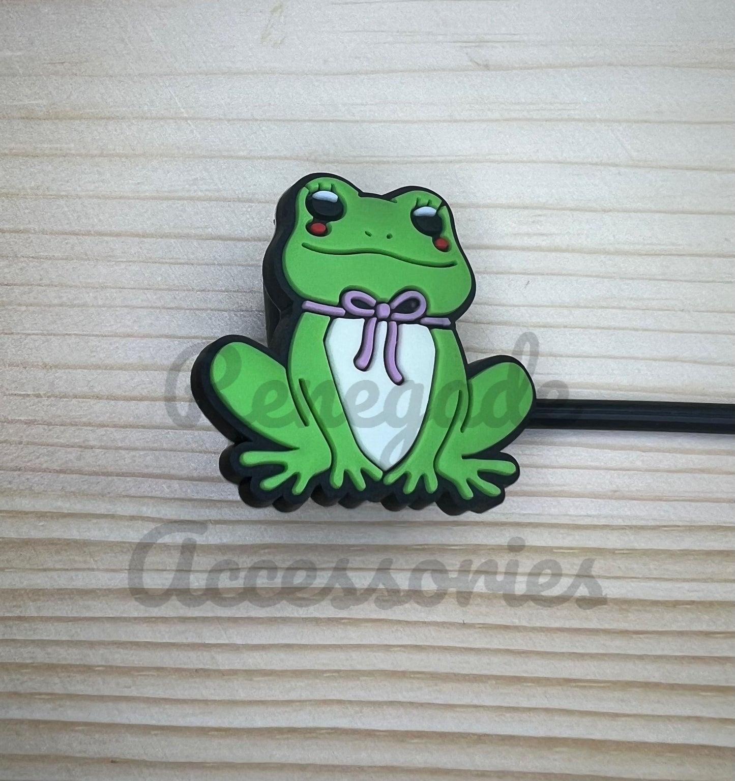 Straw Topper - Bow Frog