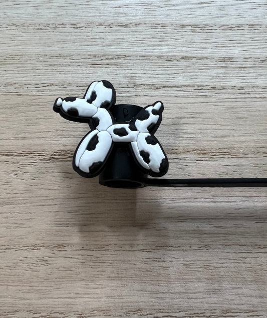 Straw Topper - Cow Print Balloon Dog