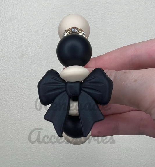 Silicone Charm - Black Bow - Black Tie