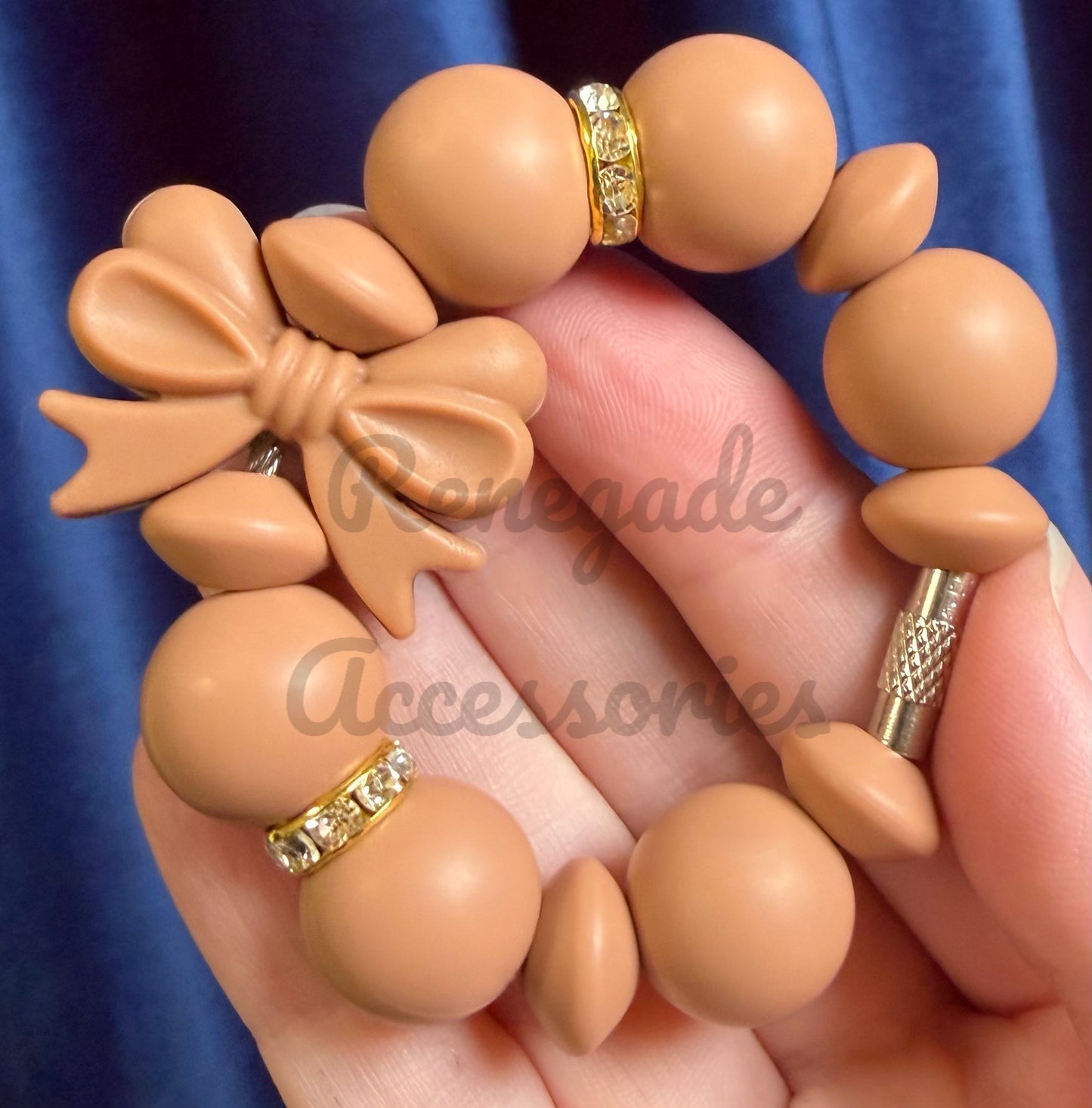 Silicone Charm - Brown Bow