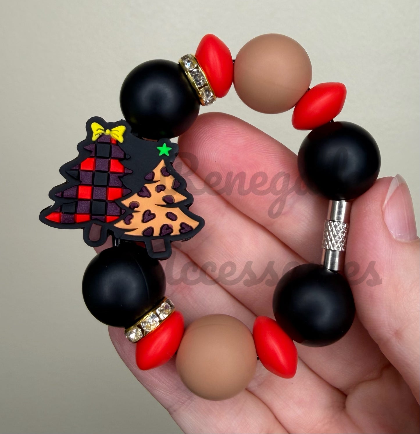 Silicone Charm - Plaid Tree