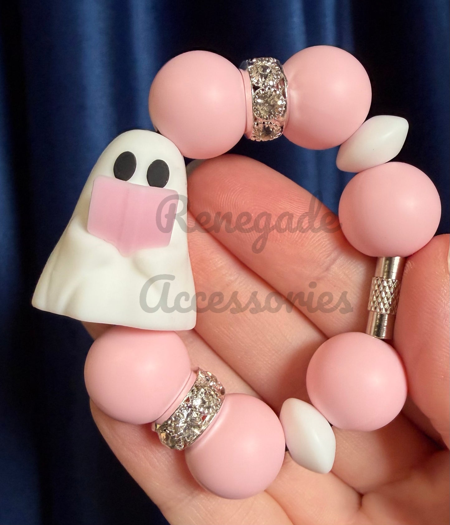 Silicone Charm - Pink Reading Ghost - Books
