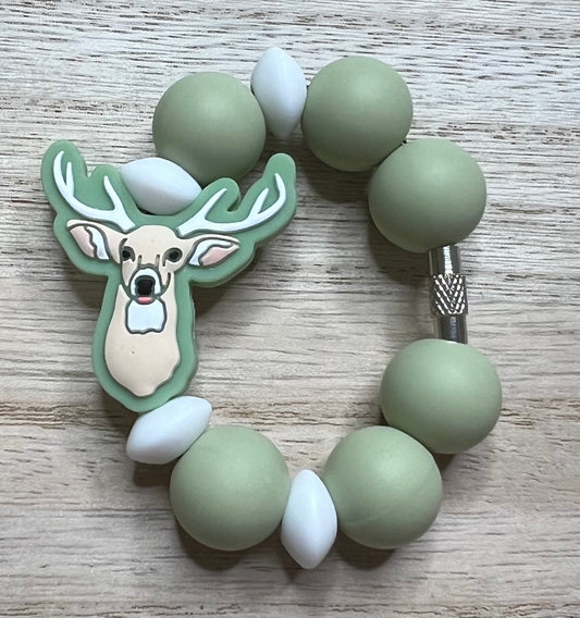 Silicone Charm - Green Deer - Hunting
