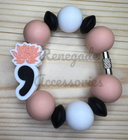 Silicone Charm - Semicolon Lotus Flower