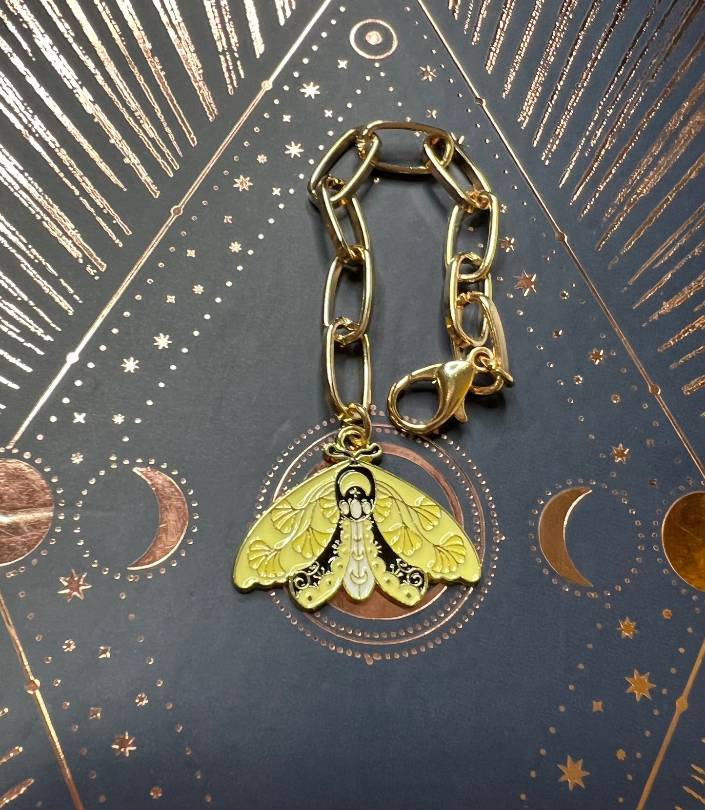 Metal Charm - Yellow Moth - Gold