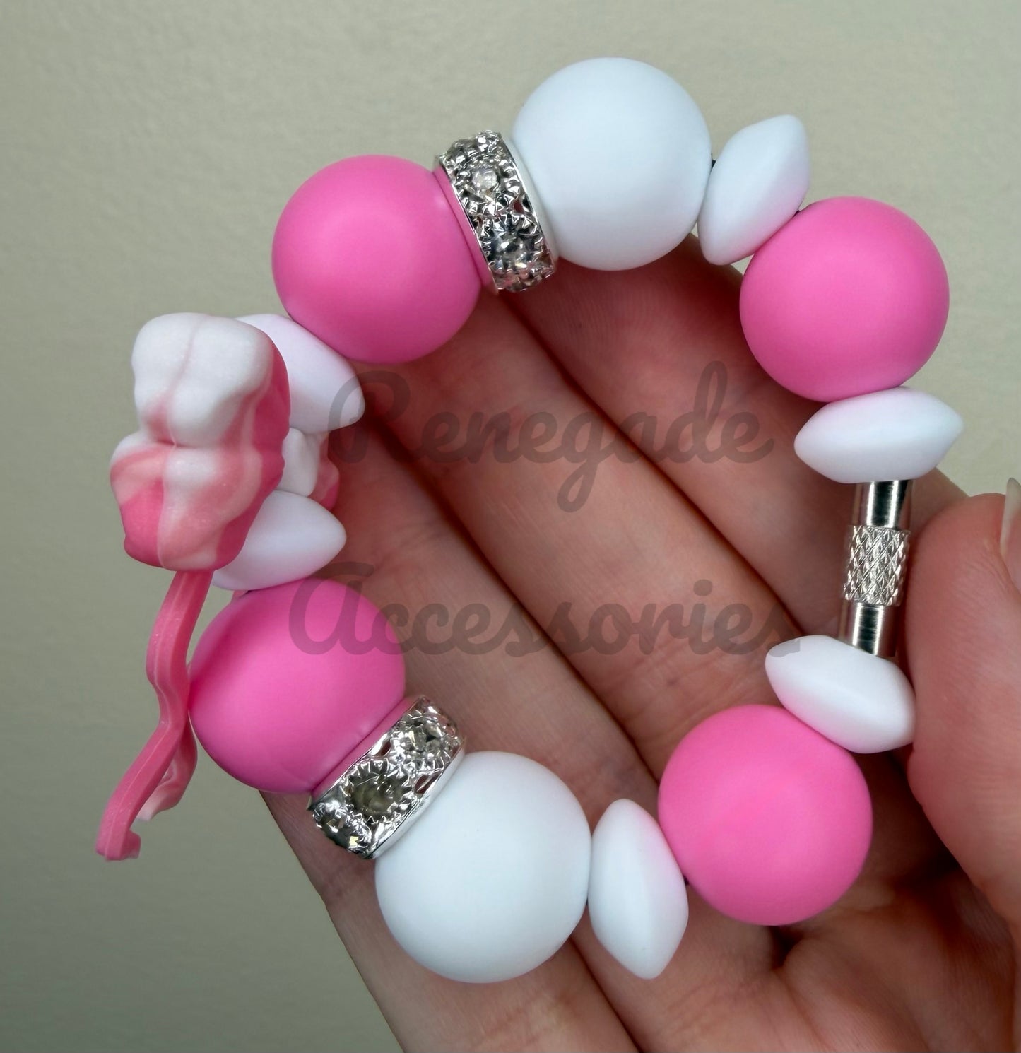 Silicone Charm - Pink Swirl Bow - Utah Mom