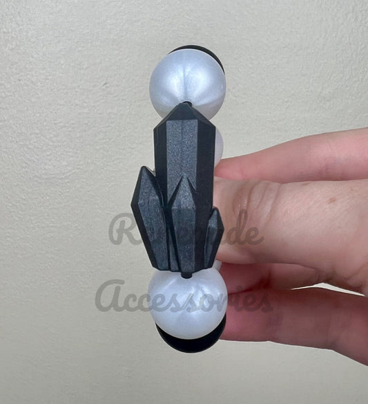 Silicone Charm - Black Pearl Crystals