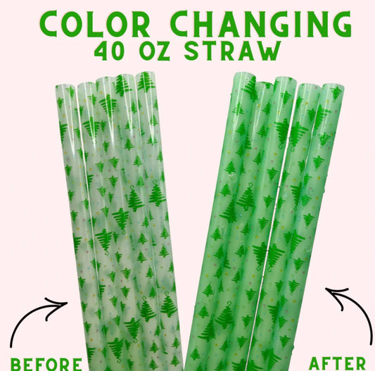 Color Changing Straw - Christmas Trees