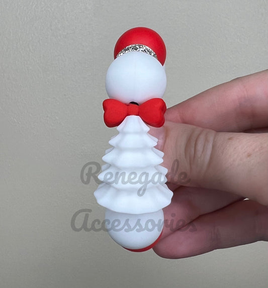 Silicone Charm - White Tree Bow