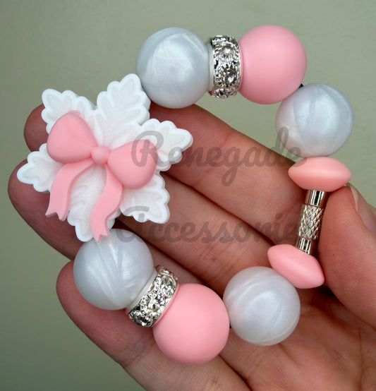 Silicone Charm - Pink Snowflake Bow - Dream
