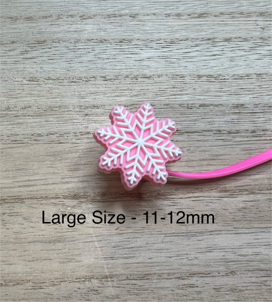 LARGE Straw Topper - Pink Snowflake