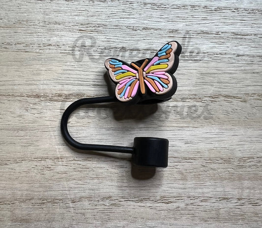 Straw Topper - Colorful Butterfly