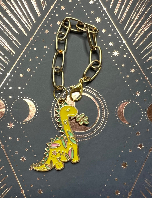 Metal Charm - Yellow Dinosaur - Gold