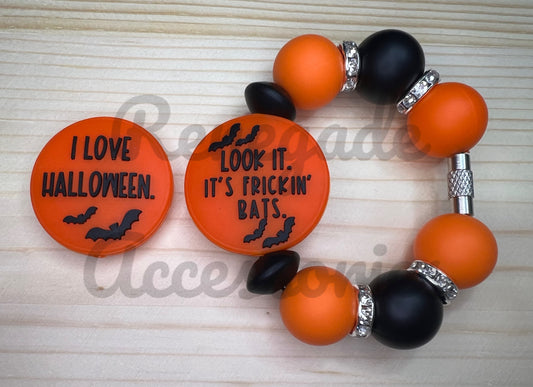Silicone Charm - It’s Fricken Bats - Orange/Double Sided